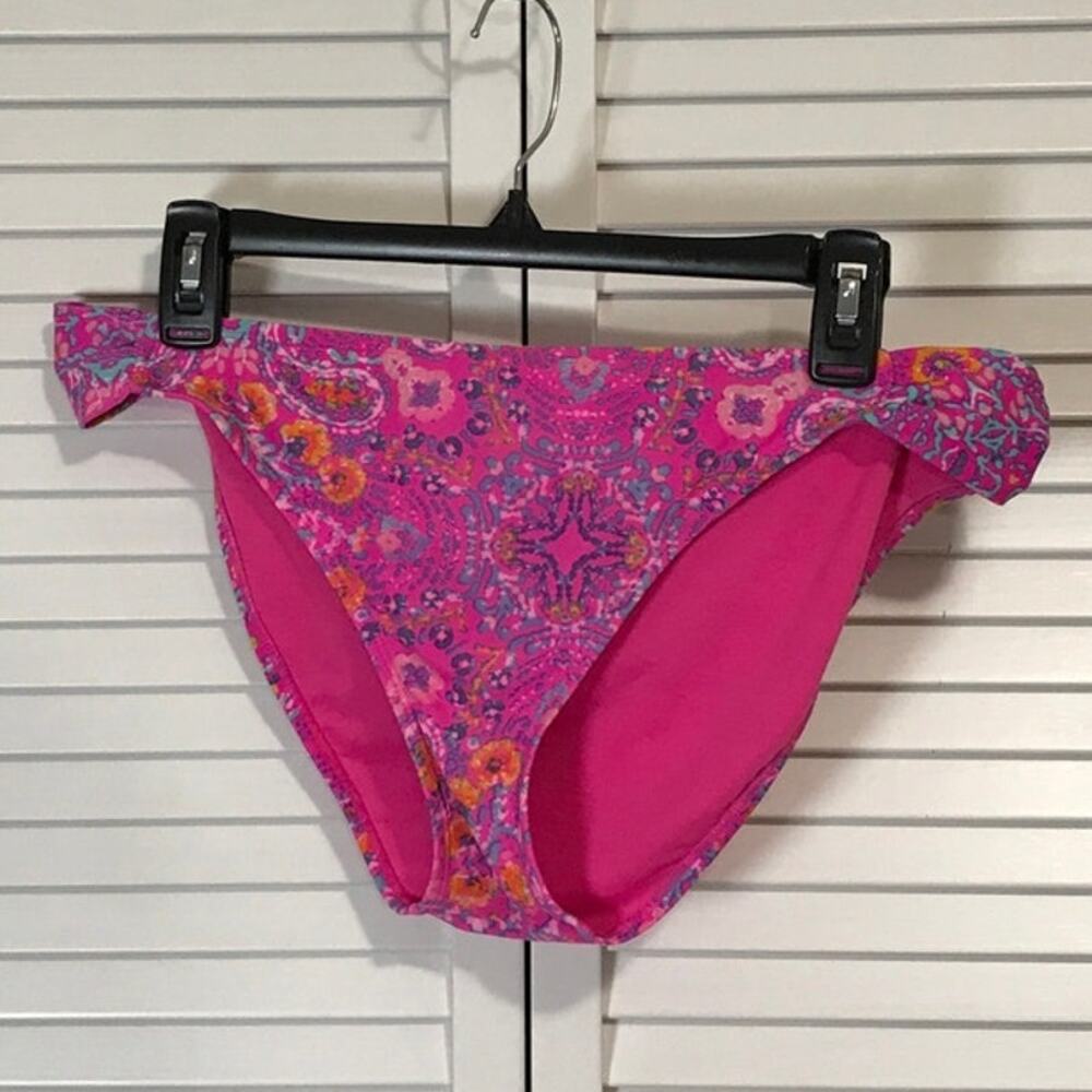 True Craft Retro Boho Pink Vibrant Paisley Hipster Fit Swimwear Bikini Bottom XL